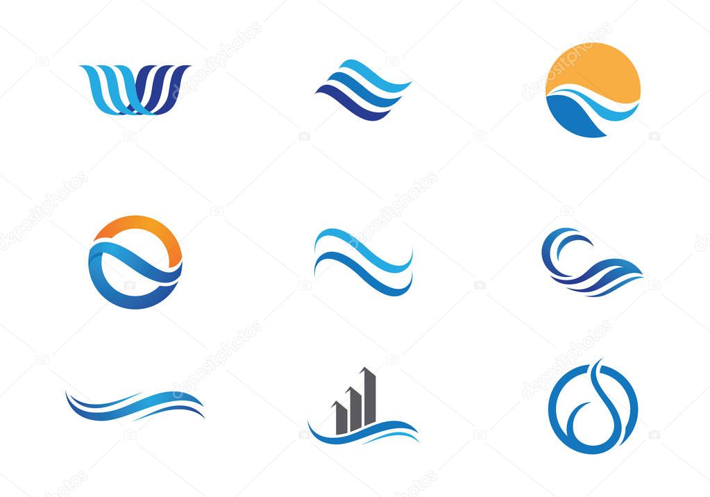 Water Wave symbol and icon Logo Template vector
