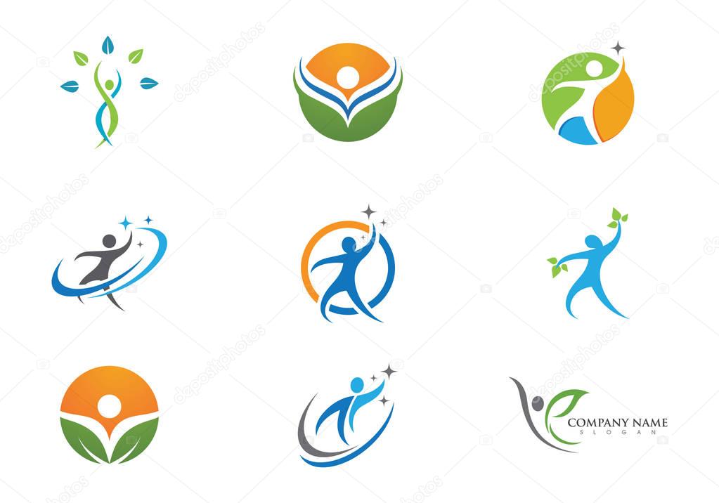 Fun people Healthy Life icon Logo template