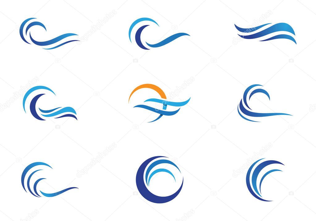 Water Wave symbol and icon Logo Template vector