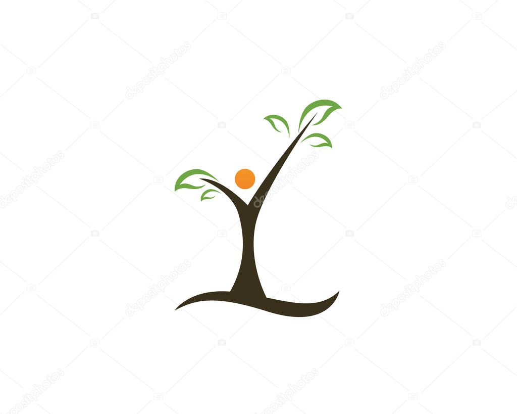 Tree leaf vector logo design, eco-friendly concept.