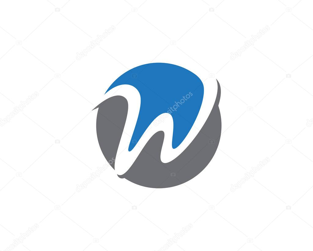 W Letter Water Wave symbol and icon Logo Template vector