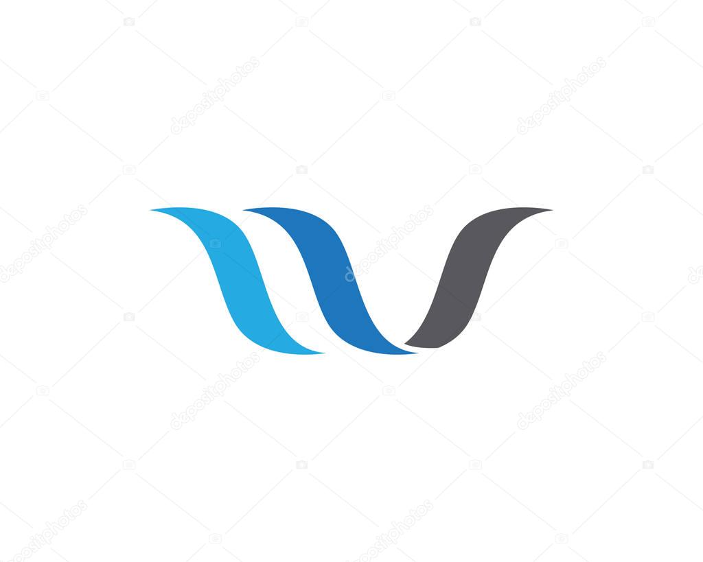 W Letter Water Wave symbol and icon Logo Template vector