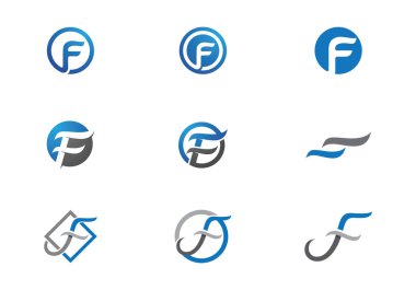 F harf Logo iş profesyonel logo şablonu