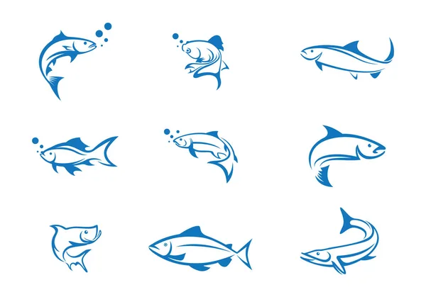 Modelo de peixe logotipo vetor ícone — Vetor de Stock