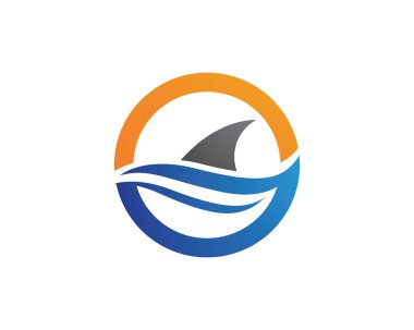 Köpekbalığı dalgalar deniz hayvan logosu