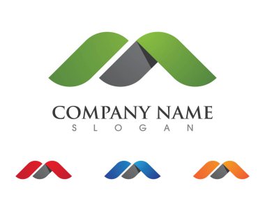 M Harfi Logo İş Şablonu Vektör simgesi