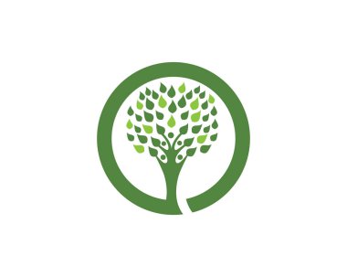 Yeşil yapraklı ekoloji doğa element ikonu logoları