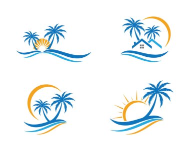 Palmiye ağacı logo şablonu vektör çizimi