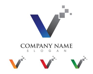 V Harfi Logo İş Şablonu Vektör Simgesi Simgesi