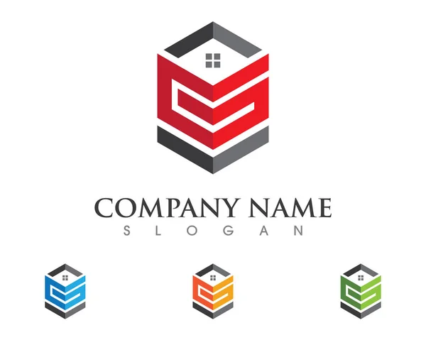 Immobilier et construction Logo design pour entreprise enseigne d'entreprise — Image vectorielle