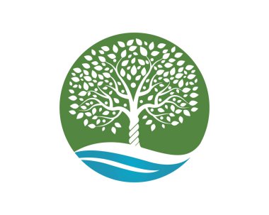 Vektör - ağaç yeşil insanlar kimlik kartı vektör logo şablonu