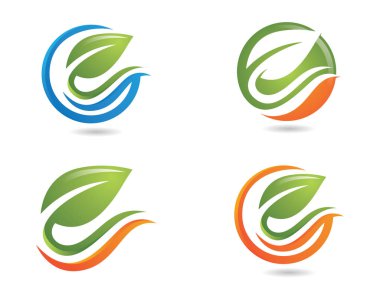 Vektör yeşil doğa logosu ve sembol bırakıyor