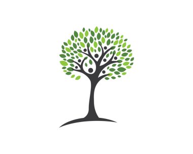 Ağaç yeşil insanlar kimlik kartı vektör logo şablonu
