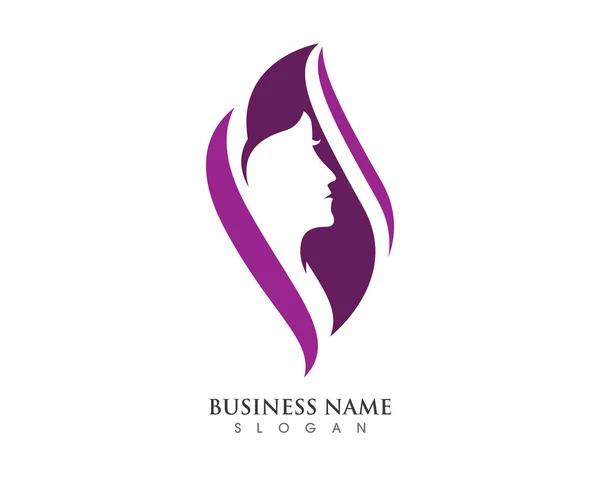 Templat Ikon Wanita Cantik Logo - Stok Vektor