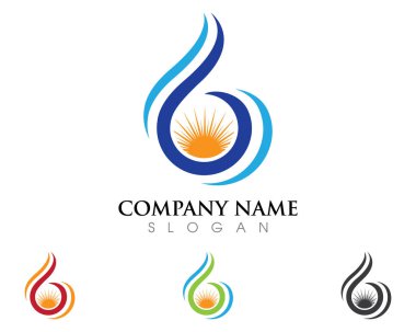 Su Dalgası Simgesi Logo Şablonu
