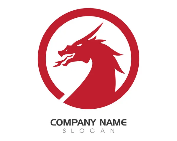 Modelo de logotipo de cor plana dragão cabeça — Vetor de Stock