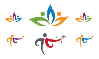 Eğlenceli insanlar sağlıklı hayat Logo