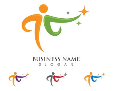 Eğlenceli insanlar sağlıklı hayat Logo