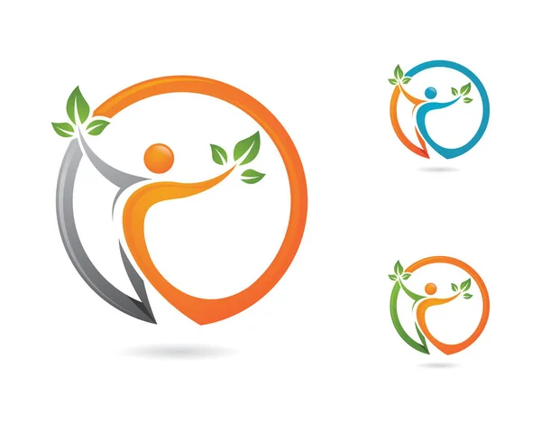 Logo Hidup Sehat Orang Menyenangkan - Stok Vektor