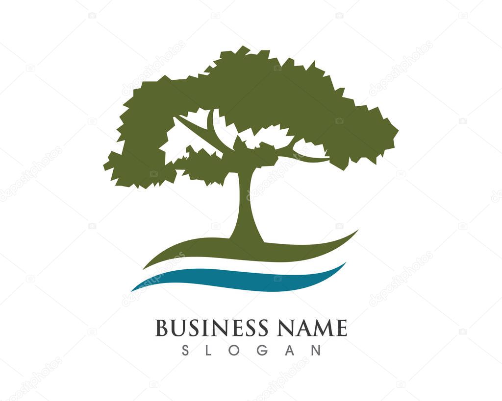 Tree leaf vector logo design, eco-friendly concept.