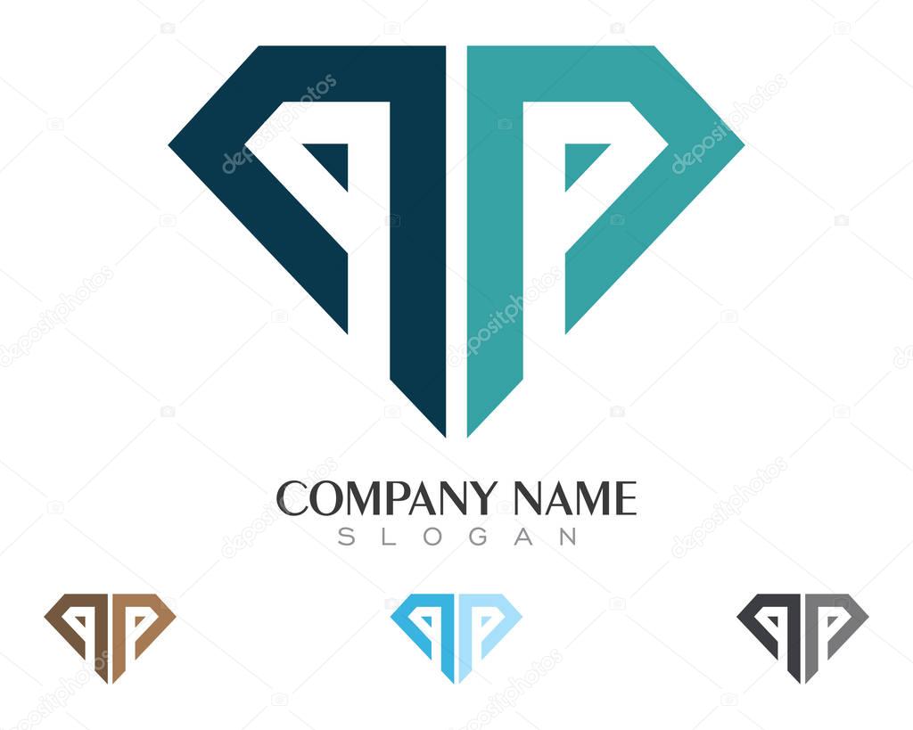 P Letter with Diamond Logo Template