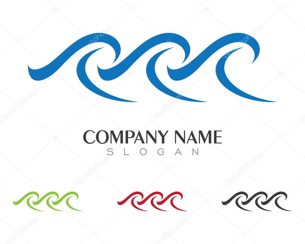 Water Wave symbol and icon Logo Template vector