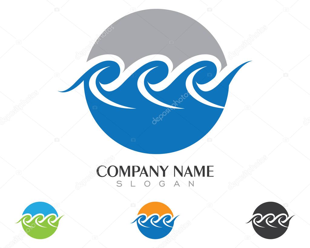 Water Wave symbol and icon Logo Template vector