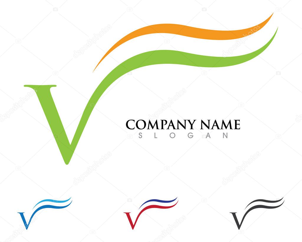 Check mark V Letter Logo Template