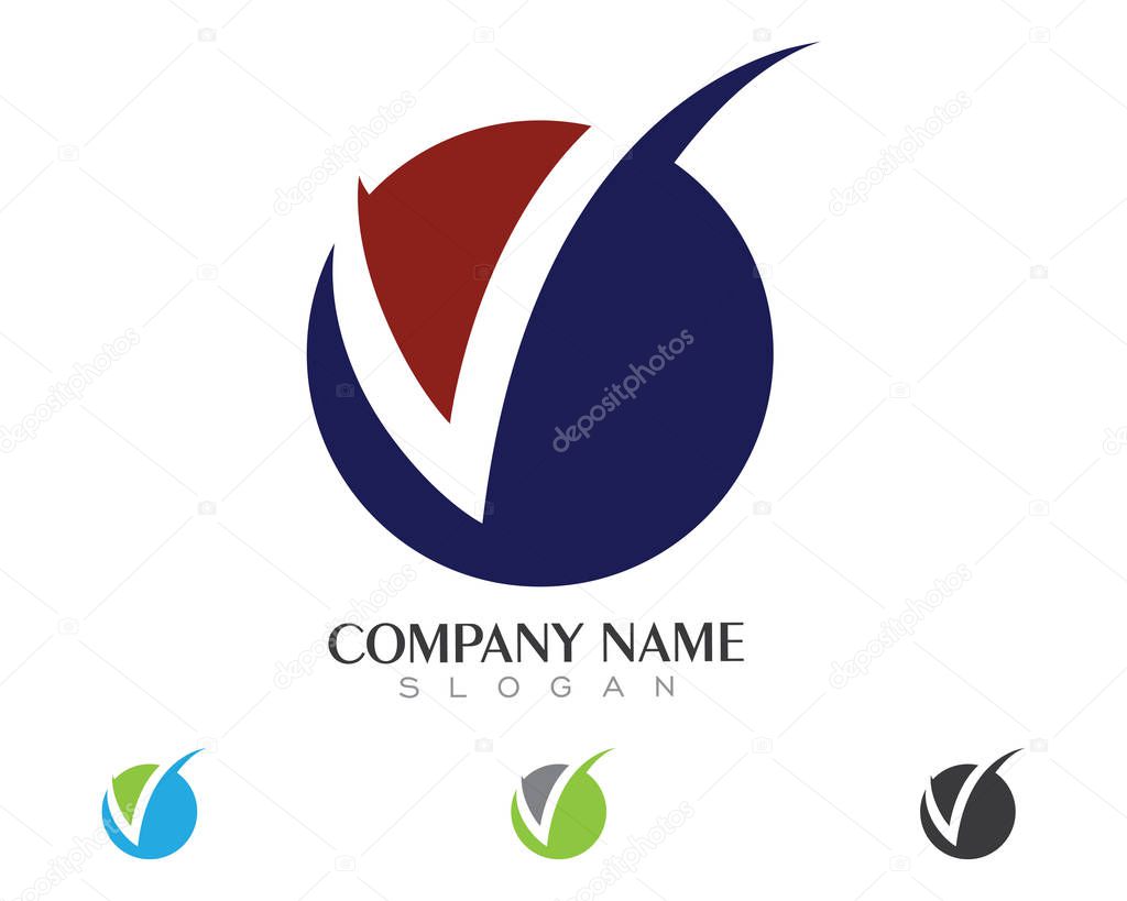 Check mark V Letter Logo Template