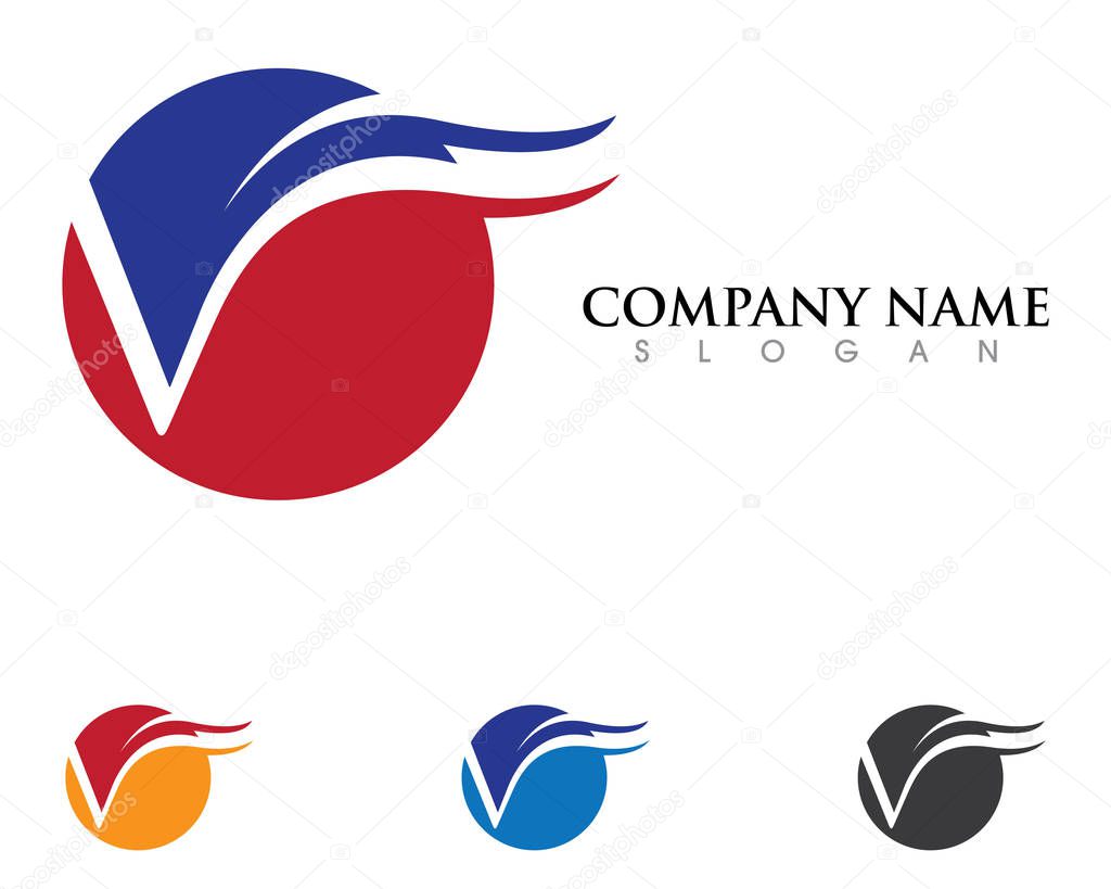 Check mark V Letter Logo Template