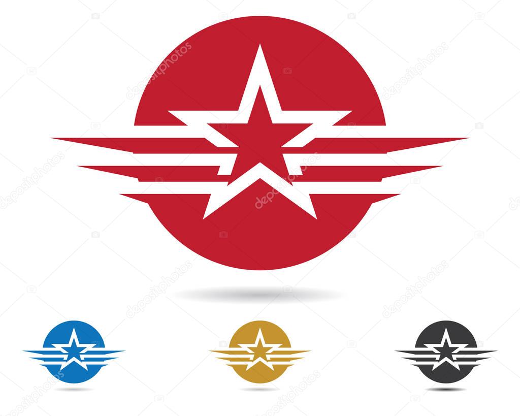 Red and blue Star Logo Template vector icon