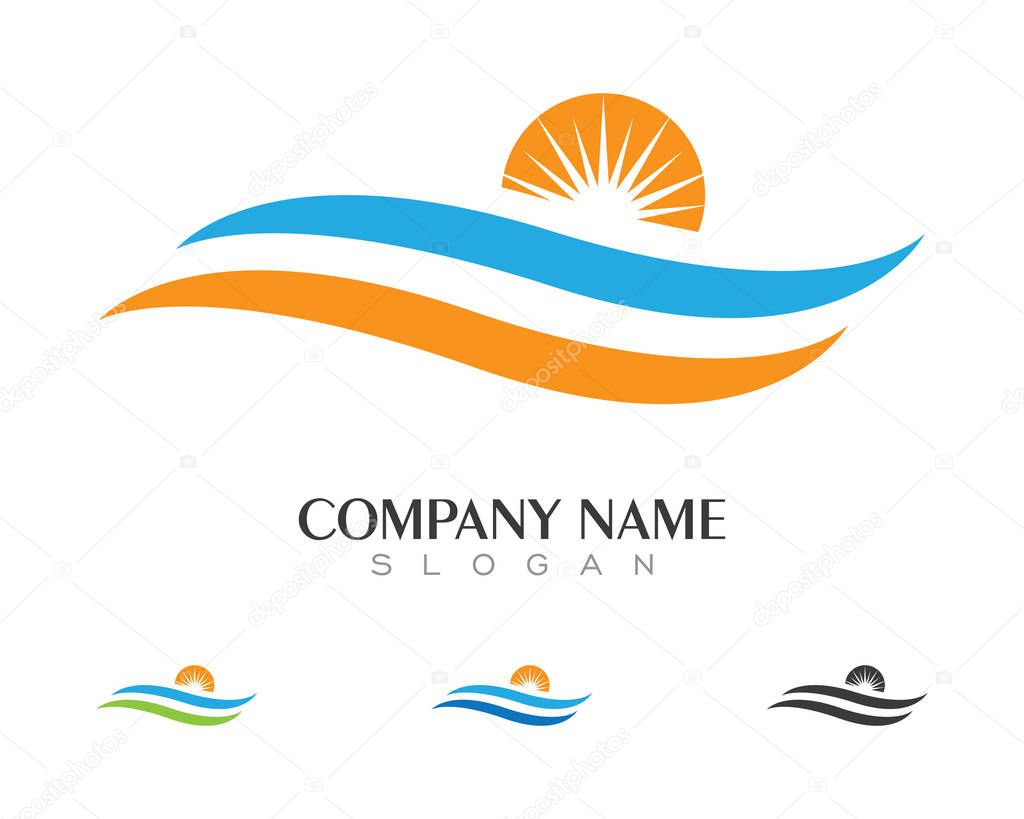 Water Wave symbol and icon Logo Template vector
