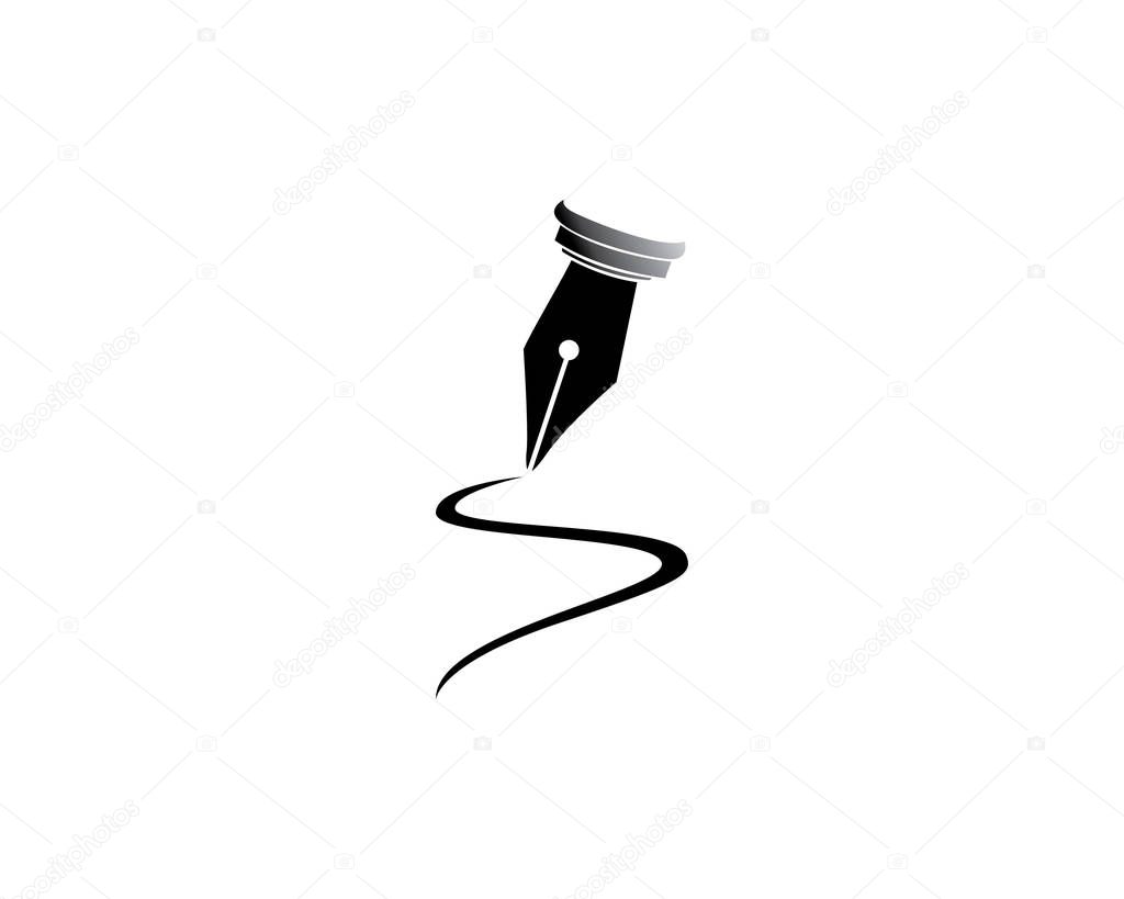Vector logo design element on white background. Feather writing