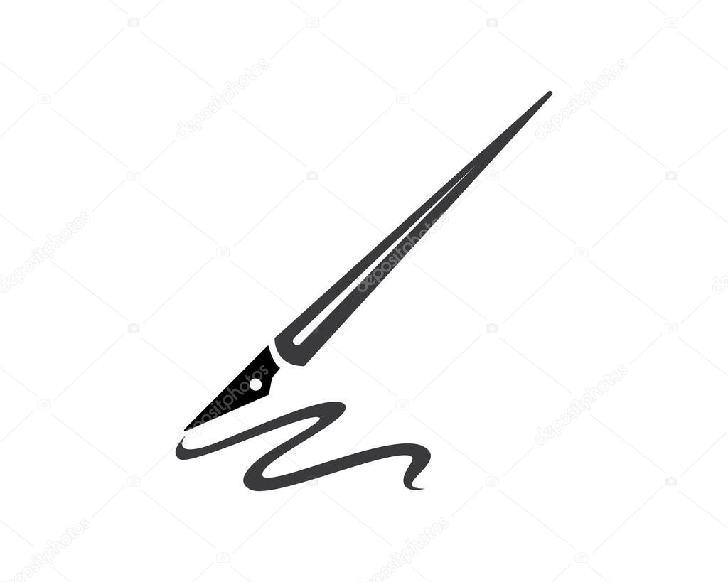 Vector logo design element on white background. Feather writing