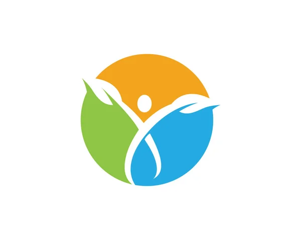 Spa and wellness circle plant logo, health people landscape global ...
