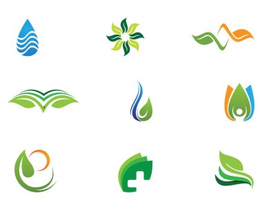 Vektör yaprak git yeşil logo ve sembolleri