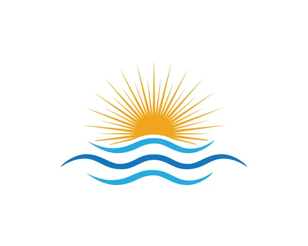 Oceano praia onda água logotipo — Vetor de Stock