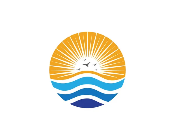 Logo air gelombang pantai Samudra - Stok Vektor
