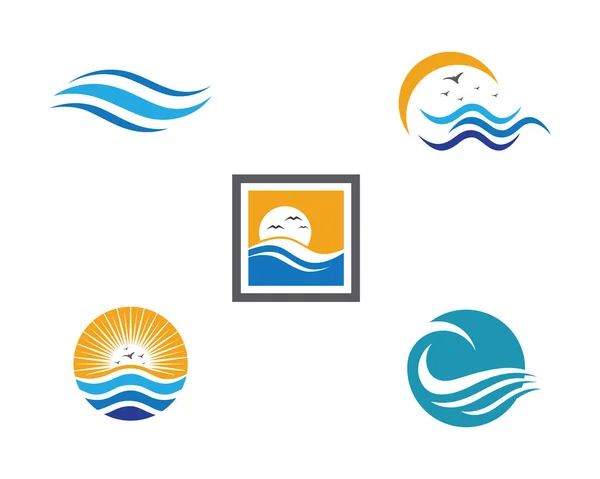 Ozean Strand Welle Wasser Logo — Stockvektor