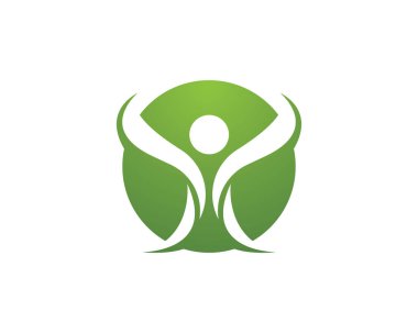 Yaprak yeşil insanlar sağlık logo ve şablon