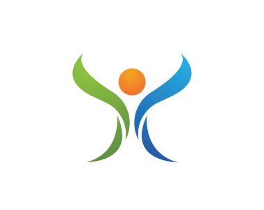 Yaprak yeşil insanlar sağlık logo ve şablon