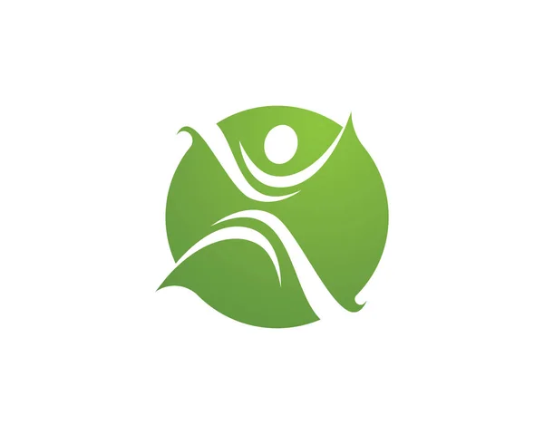 Folha pessoas verdes logotipo de saúde e modelo — Vetor de Stock