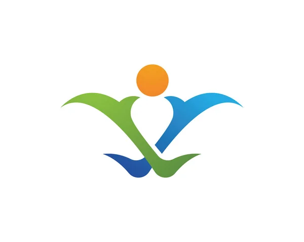 Listové zelené lidé zdraví logo a šablona — Stockový vektor