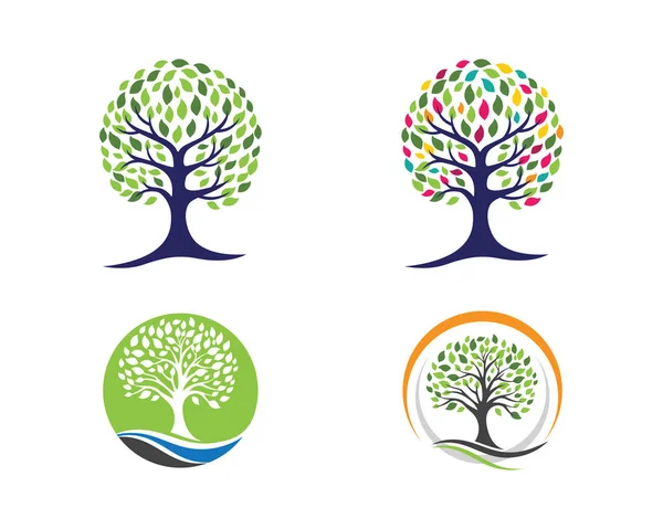 Logotipo da árvore e símbolos ícones do logotipo e modelo — Vetor de Stock