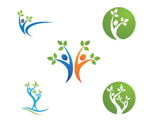 Logotipo da árvore e símbolos ícones do logotipo e modelo —  Vetores de Stock