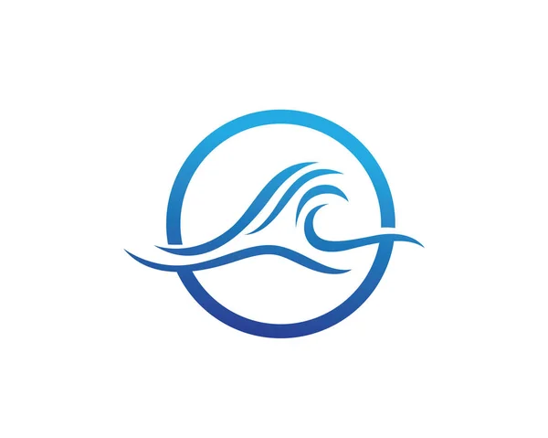 波水ビーチまたは海青いロゴのテンプレート — ストックベクタ