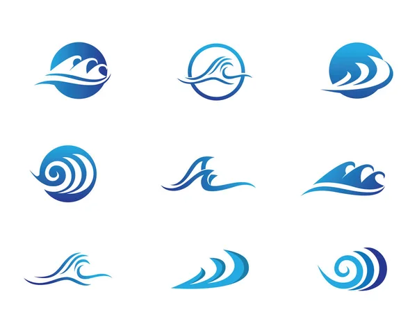 Шаблон логотипу пляжу з хвилястою водою або морського синього — стоковий вектор