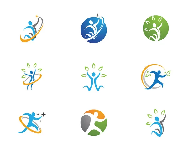 Éxito personas logotipo plantilla vectores iconos salud — Vector de stock