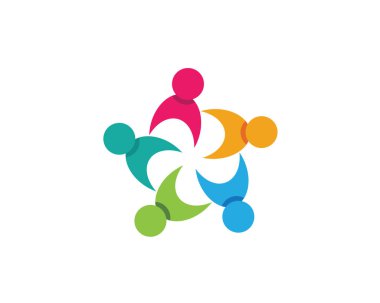 İnsanlar simgeler daire içinde toplum bakım Logo koleksiyonu