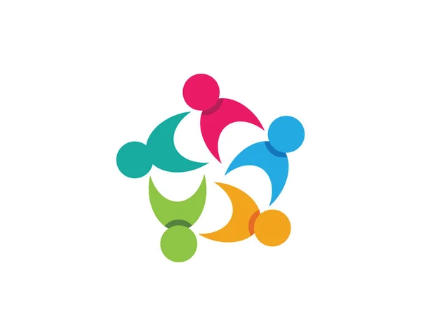 Κοινοτική φροντίδα λογότυπο συλλογή εικόνων άτομα σε κύκλο — Διανυσματικό Αρχείο